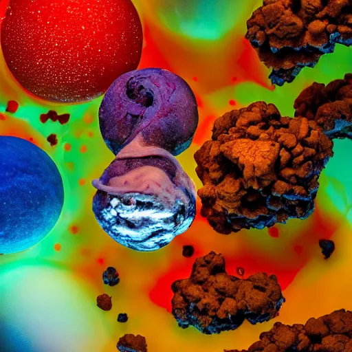 Image similar to Liminal space in outer space, molecular food photography