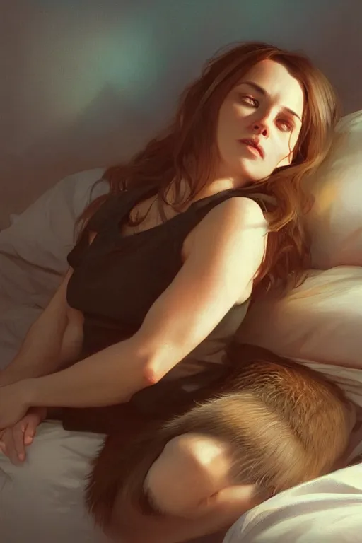 Image similar to drug addicted groundhog lies on the bed, realistic portrait, highly detailed, digital painting, artstation, concept art, smooth, sharp focus, illustration, cinematic lighting, art by artgerm and greg rutkowski and alphonse mucha