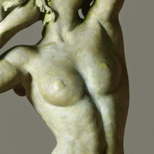 Image similar to a beautiful statue, chisel by michelangelo, photorealistic lilith, the first woman, made of clay, covered in clay, stained with mud