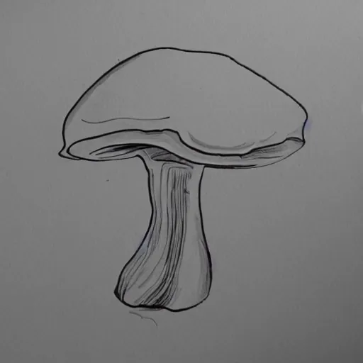 Image similar to mushroom outline, detailed sketch, black ink on white paper