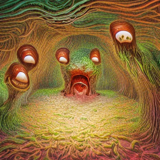 Image similar to surreal fungal cave