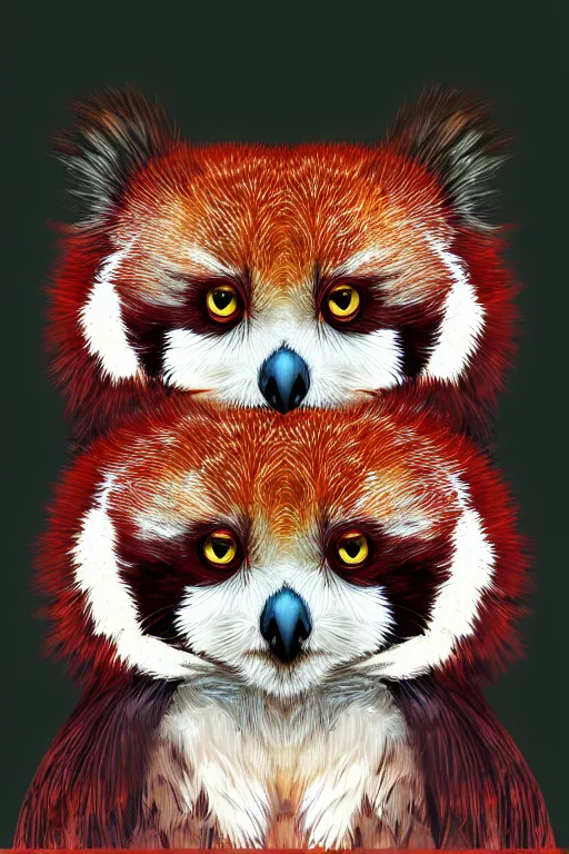 Prompt: an owl red panda hybrid, symmetrical, highly detailed, digital art, sharp focus, trending on art station