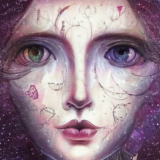 Prompt: beautiful detailed artistic portrait of a person travelling between different astral planes. reality is more than you think. grainy and rough. fine detail. soft colour scheme. artistic painting by lurid ( 2 0 2 2 ). featured on deviantart.