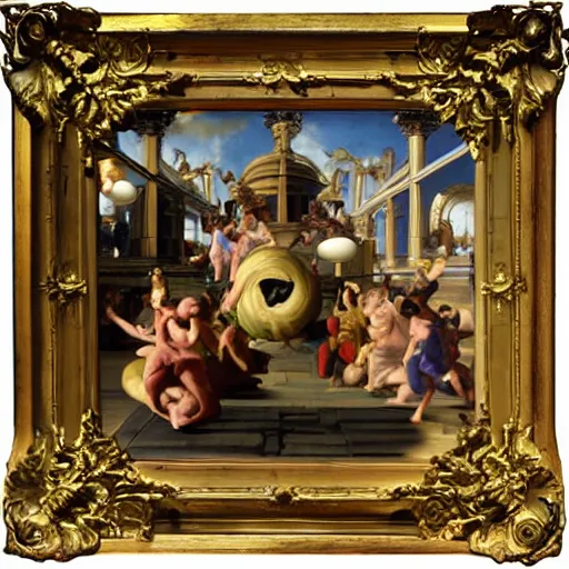 Prompt: Baroque painting of Super Monkey Ball