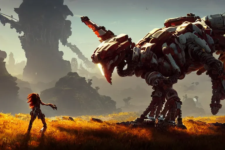 Image similar to shell - walker machine mecanical creature robot of horizon forbidden west horizon zero dawn bioluminiscence global illumination ray tracing hdr fanart arstation by ian pesty and alena aenami artworks in 4 k