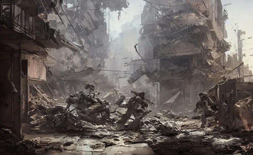 Image similar to American soldiers entering a ruined apartment, post-apocalyptic vibe, digital art made by Stanley Artgerm Lau, WLOP, Rossdraws, James Jean, Andrei Riabovitchev, Marc Simonetti, Yoshitaka Amano, ArtStation, CGSociety