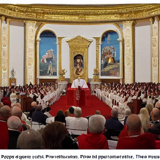 Image similar to the pope in a spiritism session, round table