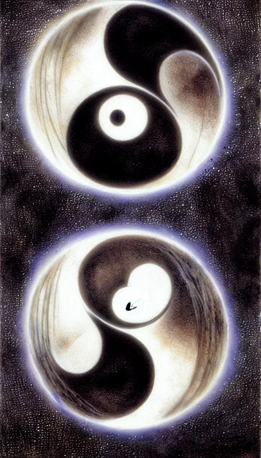 Prompt: Abstract representation of ying Yang concept, by Luis Royo,