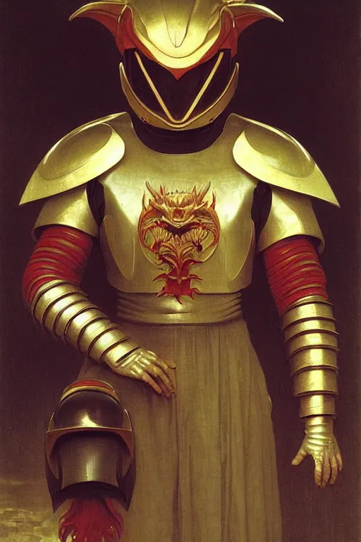 Image similar to portrait of a evil dragon astronaut with chinese dragon armor and helmet, majestic, solemn, by bouguereau