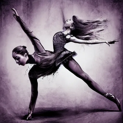 Image similar to prima ballerina, digital art, post apocalyptic, fantasy, calligraphy