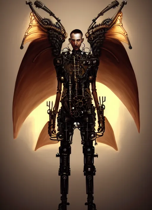 Image similar to a steampunk male anthromorphic cyborg dragon with wings, diffuse lighting, fantasy, intricate, elegant, highly detailed, lifelike, photorealistic, digital painting, artstation, illustration, concept art, smooth, sharp focus, art by john collier and albert aublet and krenz cushart and artem demura