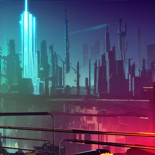 Prompt: distant cyberpunk city skyline silhouette, highly detailed, parallax layer from a gorgeous indie platform game