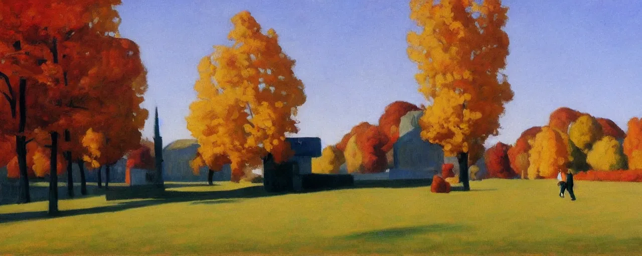 Prompt: an edward hopper style painting of a ( ( ( ( ( ( ( ( miskolc, a city in northeastern hungary ) ) ) ) ) ) ) ), autumn, october of 1 9 4 8