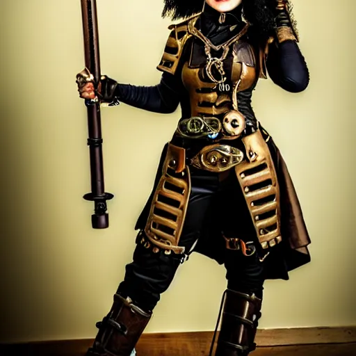 Image similar to photo of a female steampunk warrior