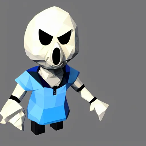 Prompt: Sans from Undertale as a low poly model of Playstation 1