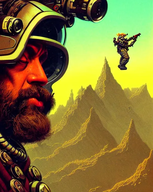 Prompt: torbjorn from overwatch, character portrait, portrait, close up, concept art, intricate details, highly detailed, vintage sci - fi poster, retro future, vintage sci - fi art, in the style of chris foss, rodger dean, moebius, michael whelan, and gustave dore