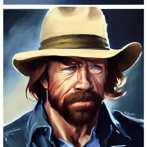 Prompt: greg manchess portrait painting of chuck norris as overwatch character, medium shot, asymmetrical, profile picture, organic painting, sunny day, matte painting, bold shapes, hard edges, street art, trending on artstation, by huang guangjian and gil elvgren and sachin teng