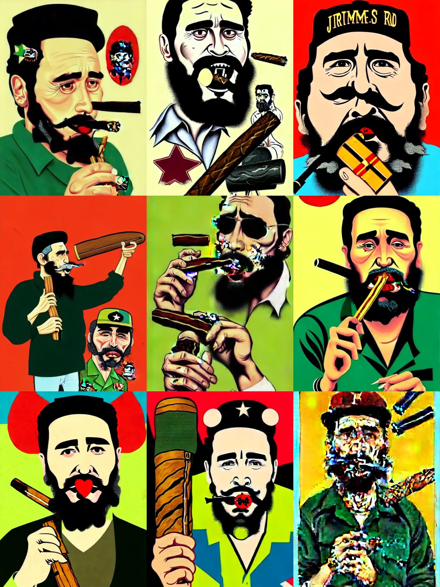 james franco as fidel castro smoking a large cigar, | Stable Diffusion ...