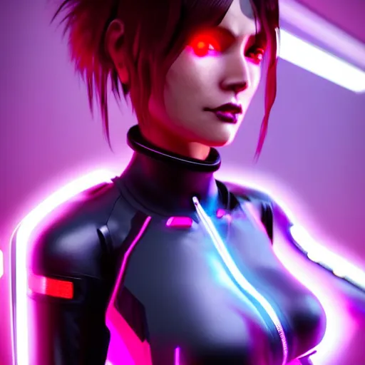 Prompt: An epic comic hyperrealistic full body shot portrait cg of a cyber warrrior girl wearing futuristic wardrobe, black and reddis, ultradetailed face expression trending on artstation and artbreeder, cyberpunk 2077 color, heavy rainning at tokyo night, neon light rooftop, unreal 5, DAZ, 8k, unreal 5 engine render, cosplay, RPG portrait, final fantasy Vll world concept, dramatic lighting, rim lights, PS5 render quality