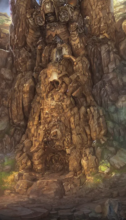 Image similar to A giant sandstone golem, intricate, detailed, World of Warcraft concept art, award winning drawing,