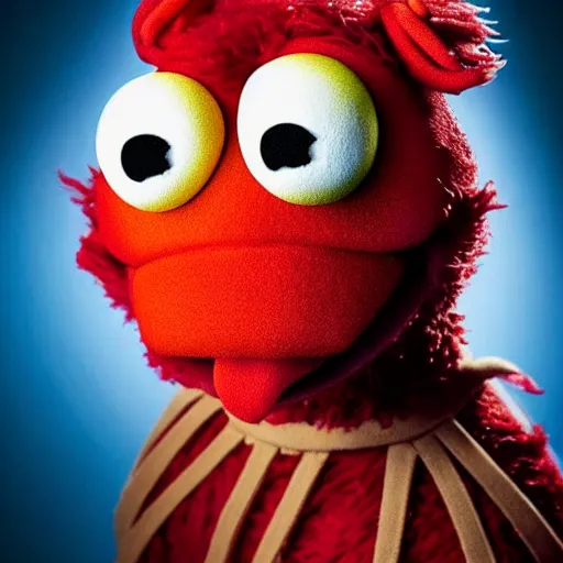 Image similar to studio portrait still of muppet!!!!! [ deadpool ]!!!!!! as a muppet muppet as a muppet, 8 k, studio lighting, key light,