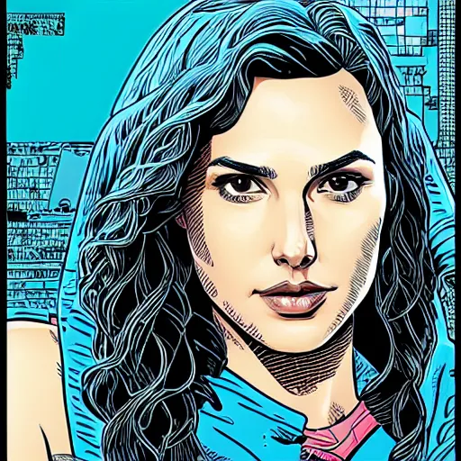 Prompt: portrait of gal gadot, by laurie greasley and james stokoe