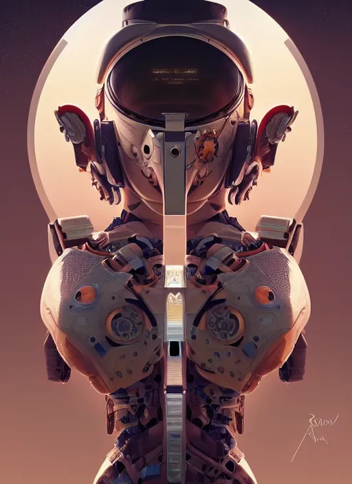 Prompt: symmetry!! portrait of a robot astronaut, tech face, floral! horizon zero dawn machine, intricate, elegant, highly detailed, digital painting, artstation, concept art, smooth, sharp focus, illustration, art by artgerm and greg rutkowski and alphonse mucha, 8 k