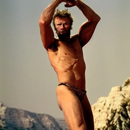 Image similar to Clint Eastwood as Greek god