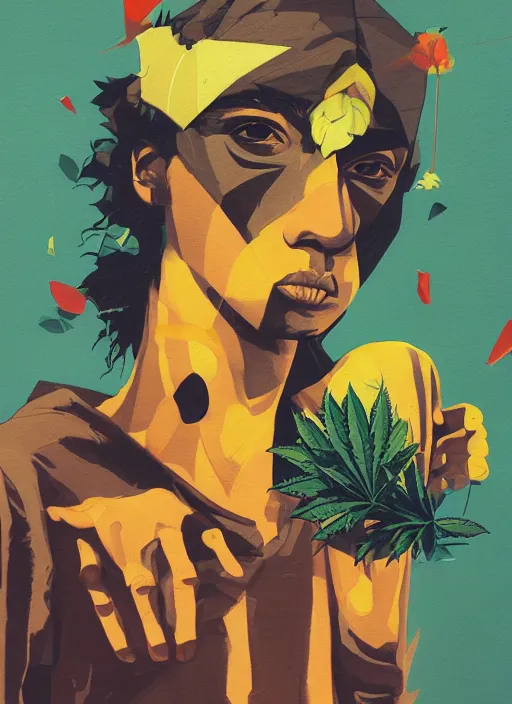 Image similar to profile picture by sachin teng x ofwgkta, weed, marijuana, organic painting, hard edges, masterpiece, smoke, asymmetrical, matte paint, energetic