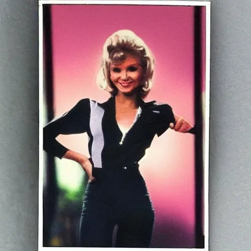 Prompt: young Olivia Newton-John as Sandy from Grease (1978), polaroid. high detail, great lighting, 8k resolution, masterpiece, concept art, illustration