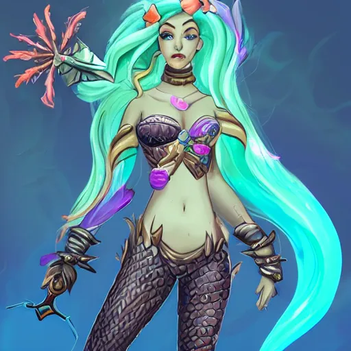 Prompt: mermaid overwatch hero concept character