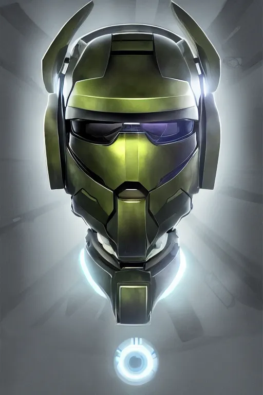 Image similar to robot ninja mask helmet halo master chief radiating a glowing aura global illumination ray tracing hdr fanart arstation by ian pesty and katarzyna da „ bek - chmiel