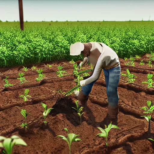 Image similar to koneki ken planting potatoes in belarus, instagram photo, photorealistic, hyper detailed, hyper realistic, houdini, vfx, unreal engine 5, octane render, 8 k, full hd