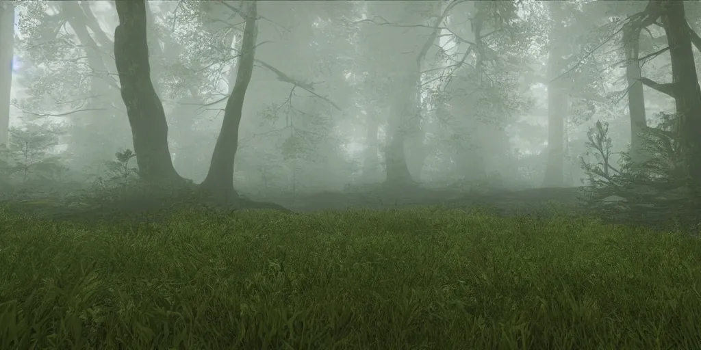 Image similar to forest, unreal engine, 4k, misty, rain