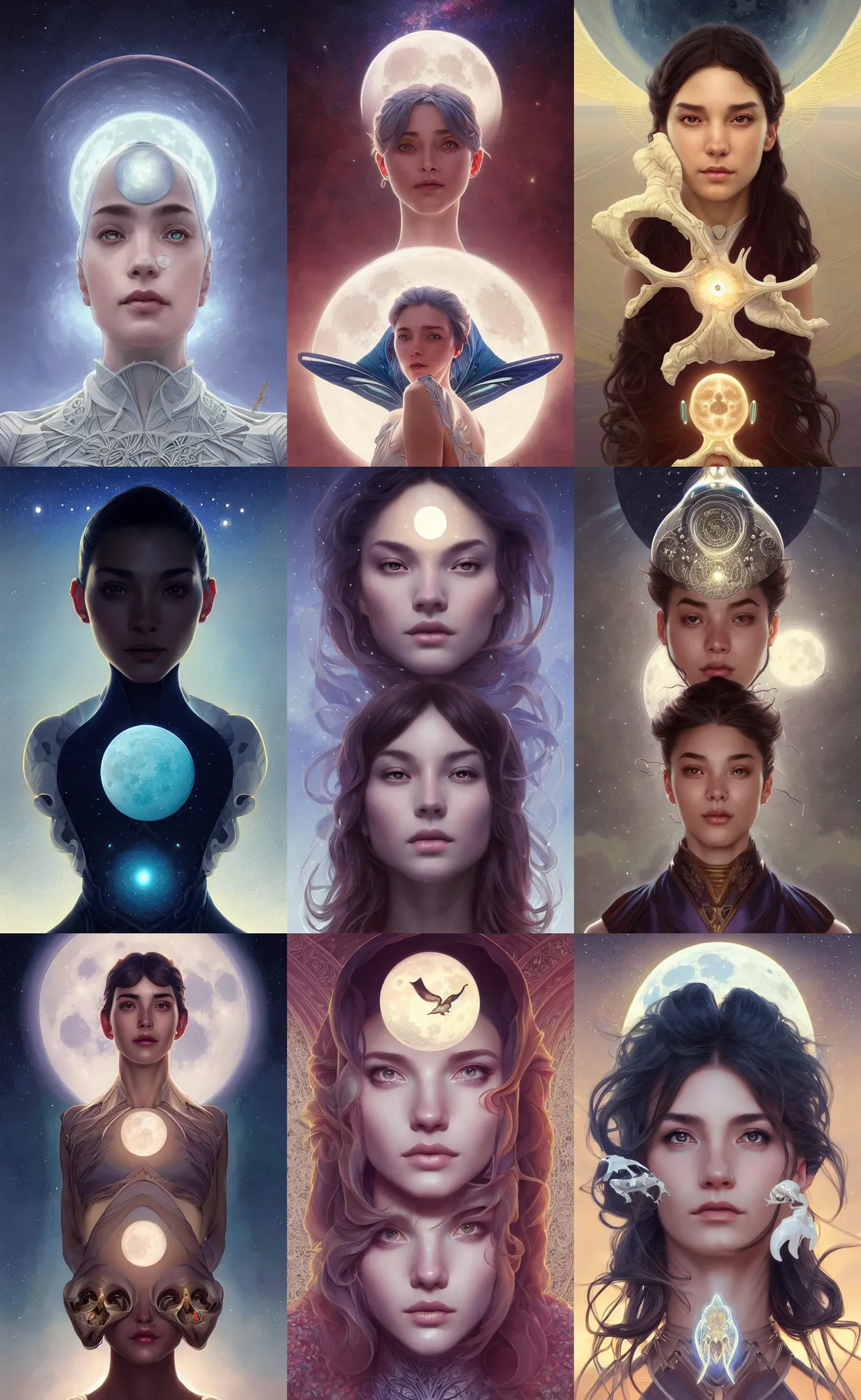 Prompt: symmetry!! ultra realistic portrait of flying bone!! moon and galaxy in background!, intricate, elegant, highly detailed, digital painting, artstation, concept art, smooth, sharp focus, illustration, art by artgerm and ross tran and greg rutkowski and alphonse mucha, 8 k