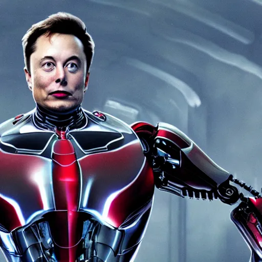 Image similar to elon musk a a cybernetic robot, ultron