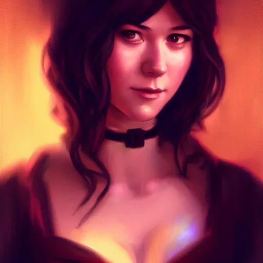 Prompt: a portrait digital painting of mary elizabeth winstead as a medieval bar maid in a tavern at night. painted by artgerm, ross tran.