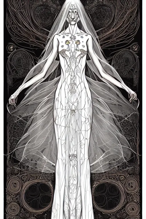 Image similar to digital art, centered full body of elven bride ,intricate, veins, by James Jean and by piet mondrian ultradetailed, charachter design, concept art, trending on artstation,