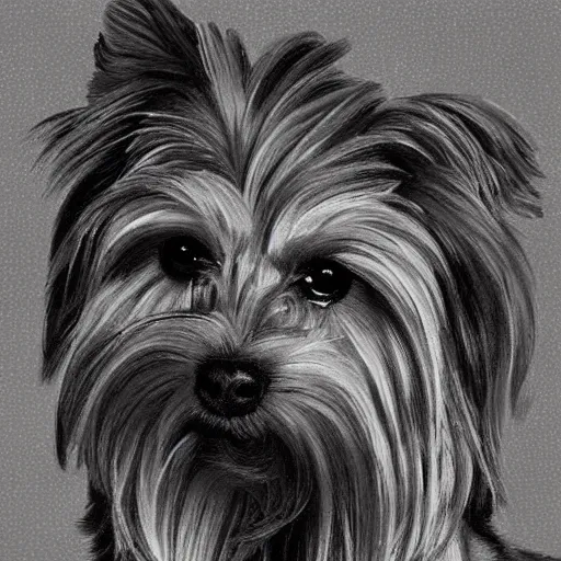 Prompt: professional painting of a Yorkshire Terrier in the style of Thomas Lawrence, head and shoulders portrait, symmetrical facial features, smooth, sharp focus, illustration, intricate, stormy weather, extremely detailed masterpiece,