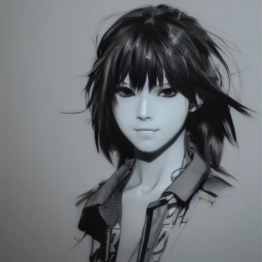 Image similar to highly detailed portrait of a cute young lady by Yoji Shinkawa, 4k resolution