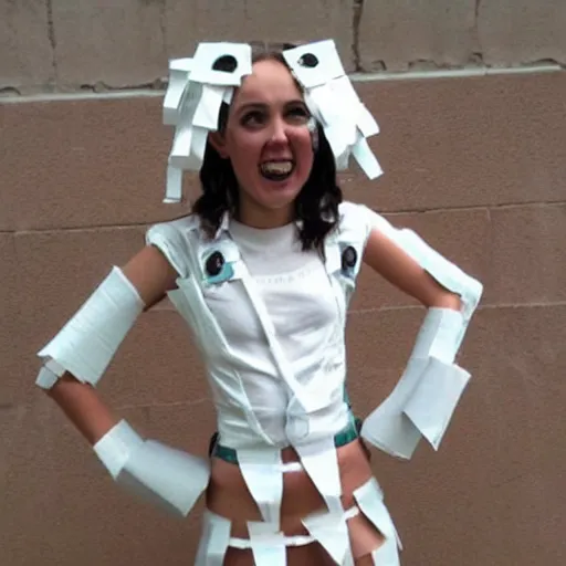 Image similar to creative costume made with toilet paper