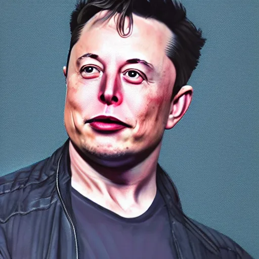 Image similar to matte portrait painting of elon musk as an alien