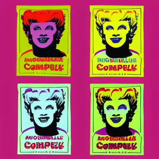 Image similar to a set of cereal boxes designed by andy warhol, digital art