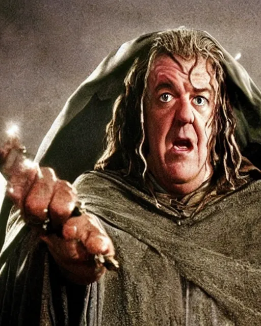 Image similar to film still of jeremy clarkson as the dark lord from the movie the lord of the rings. photographic, photography