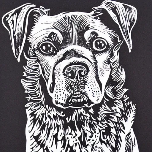 Image similar to dog linocut print by Samuel Jessurun de Mesquita