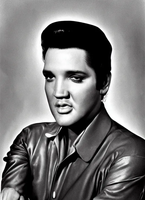 Image similar to photo closeup portrait of superstar elvis presley by yousuf karsh