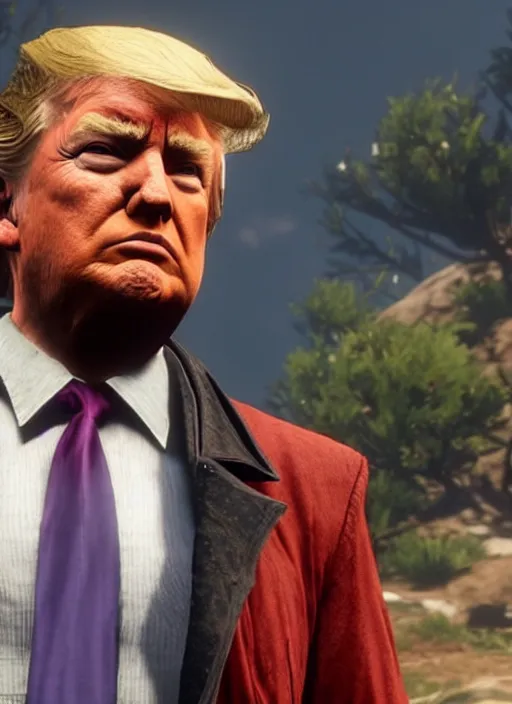 Prompt: film still of donald trump in red dead redemption 2 ( 2 0 1 8 video game )