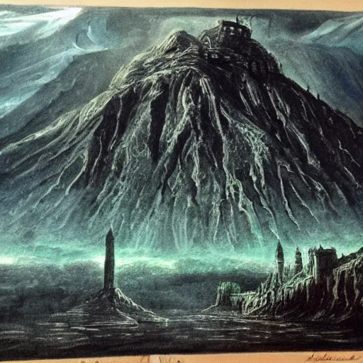 Image similar to minas morgul detailed water paint in the style of Caspar david Friedrich, very detailed, intricate,