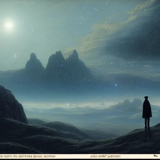 Image similar to a dream of a distant galaxy, by caspar david friedrich, matte painting trending on artstation hq