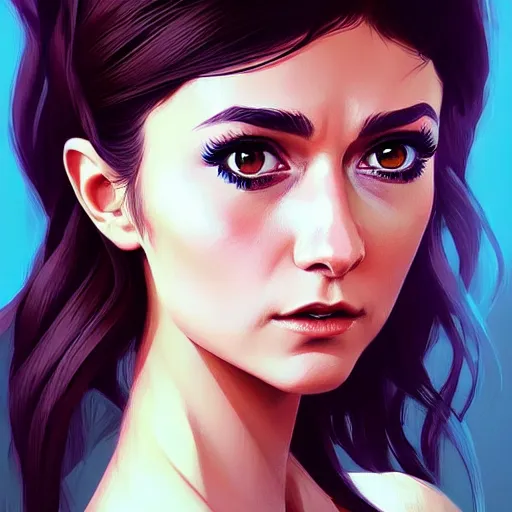 Image similar to a portrait of a beautiful nina dobrev, art by ilya kuvshinov and wlop and artgerm and josan gonzalez, magda torres gurza, digital art, highly detailed, intricate, sharp focus, trending on artstation hq, deviantart, pinterest, unreal engine 5, 4 k uhd image